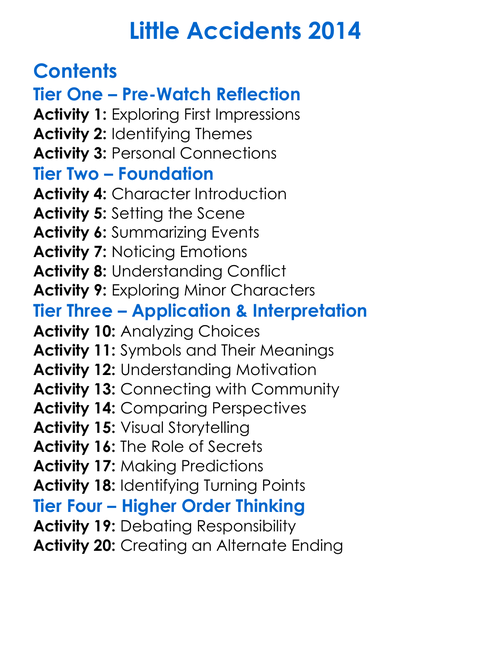 Little Accidents 2014 Worksheet Activity Booklet