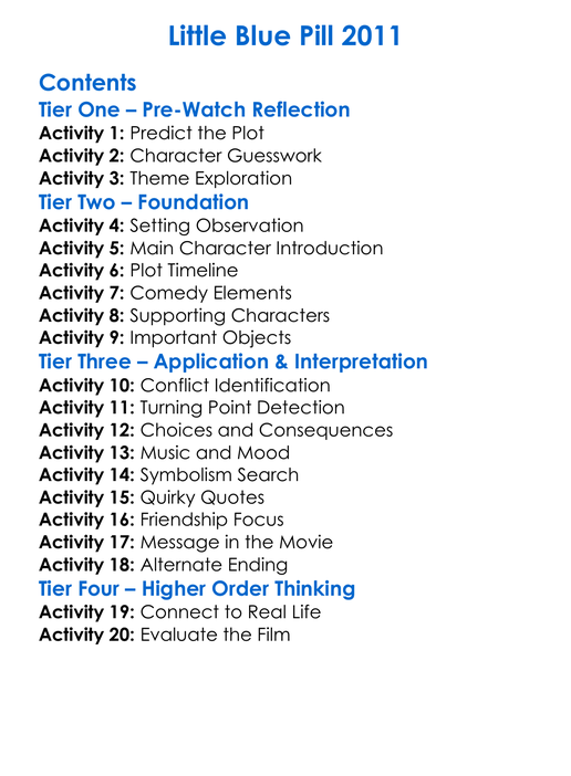 Little Blue Pill 2011 Worksheet Activity Booklet