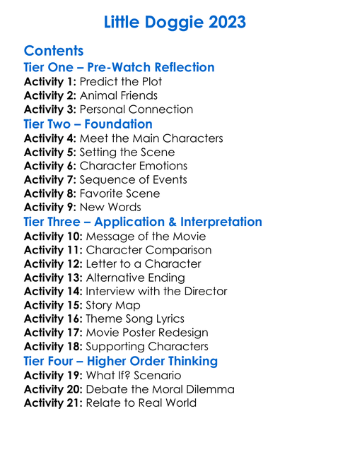 Little Doggie 2023 Worksheet Activity Booklet