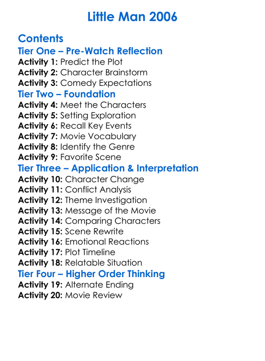 Little Man 2006 Worksheet Activity Booklet