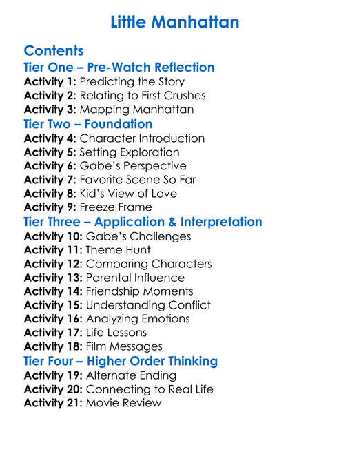 Little Manhattan Worksheet Activity Booklet