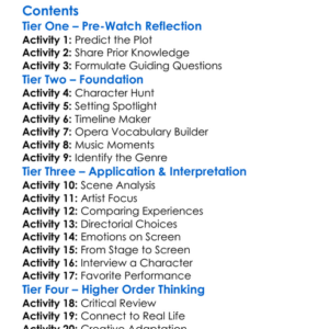 Live At The Met From Stage To Screen 2015 Worksheet Activity Booklet