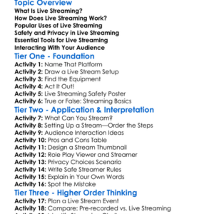 Live Streaming Basics Worksheet Activity Booklet