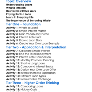 Loans And Interest Calculation Worksheet Activity Booklet
