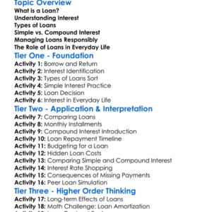 Loans And Interest Worksheet Activity Booklet