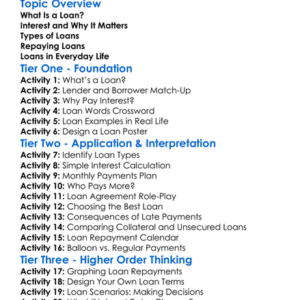 Loans And Loan Repayment Worksheet Activity Booklet