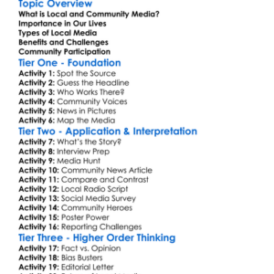 Local And Community Media Worksheet Activity Booklet