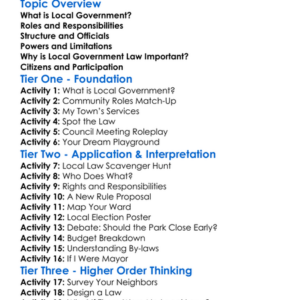 Local Government Law Worksheet Activity Booklet
