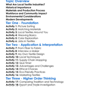 Local Textile Industries Worksheet Activity Booklet