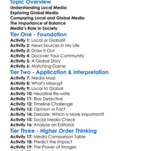 Local Versus Global Media Worksheet Activity Booklet