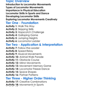 Locomotor Movements Worksheet Activity Booklet