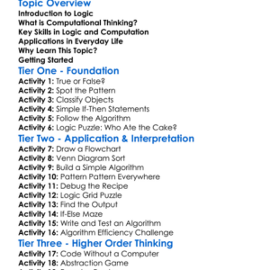 Logic And Computational Thinking Worksheet Activity Booklet