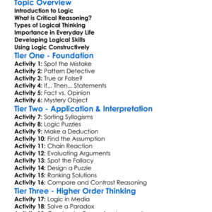 Logic And Critical Reasoning Worksheet Activity Booklet