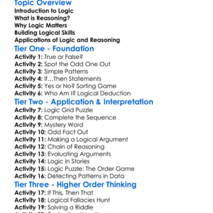 Logic And Reasoning Worksheet Activity Booklet