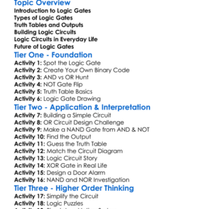 Logic Gates And Circuits Worksheet Activity Booklet