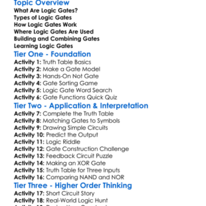 Logic Gates Worksheet Activity Booklet