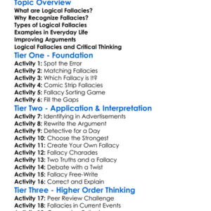 Logical Fallacies Worksheet Activity Booklet