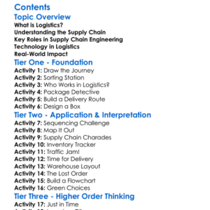 Logistics And Supply Chain Engineering Worksheet Activity Booklet