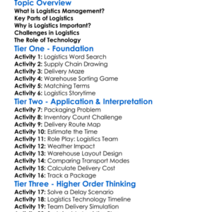 Logistics Management Worksheet Activity Booklet