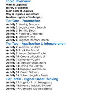 Logistics Worksheet Activity Booklet