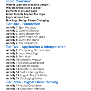 Logo And Branding Design Worksheet Activity Booklet