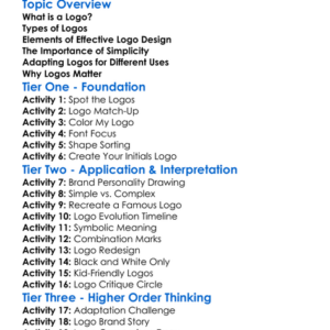 Logo Design Fundamentals Worksheet Activity Booklet