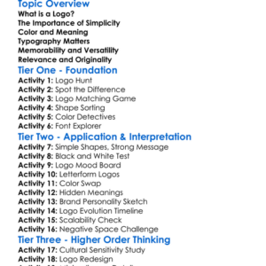 Logo Design Principles Worksheet Activity Booklet