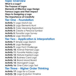 Logo Design Worksheet Activity Booklet