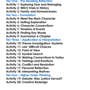 Lois The Witch Elizabeth Gaskell Worksheet Activity Booklet