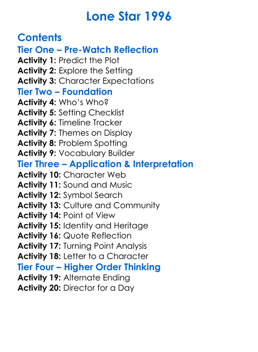 Lone Star 1996 Worksheet Activity Booklet