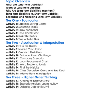Long-Term Liabilities Worksheet Activity Booklet