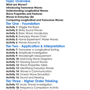 Longitudinal And Transverse Waves Worksheet Activity Booklet