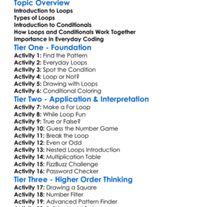 Loops And Conditionals Worksheet Activity Booklet