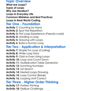 Loops And Iteration Worksheet Activity Booklet