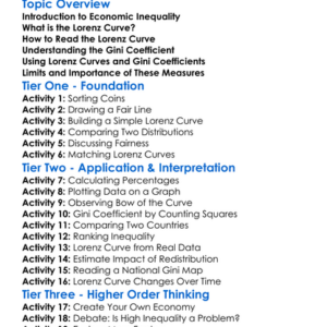 Lorenz Curve And Gini Coefficient Worksheet Activity Booklet