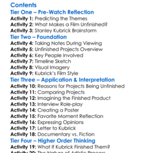 Lost Kubrick The Unfinished Films Of Stanley Kubrick 2007 Worksheet Activity Booklet