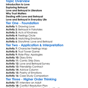 Love And Betrayal Worksheet Activity Booklet