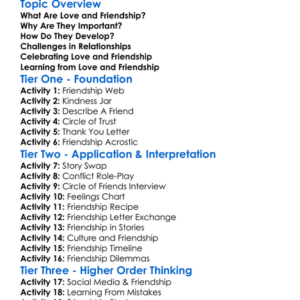 Love And Friendship Worksheet Activity Booklet