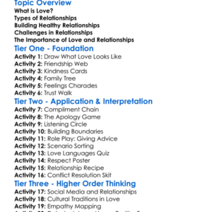 Love And Relationships Worksheet Activity Booklet