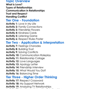 Love And Relationships Worksheet Activity Booklet