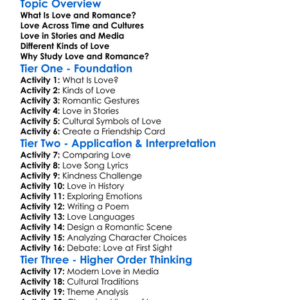 Love And Romance Themes Worksheet Activity Booklet