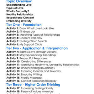 Love And Sexuality Worksheet Activity Booklet