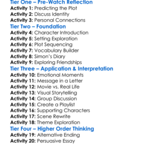 Love Simon Worksheet Activity Booklet