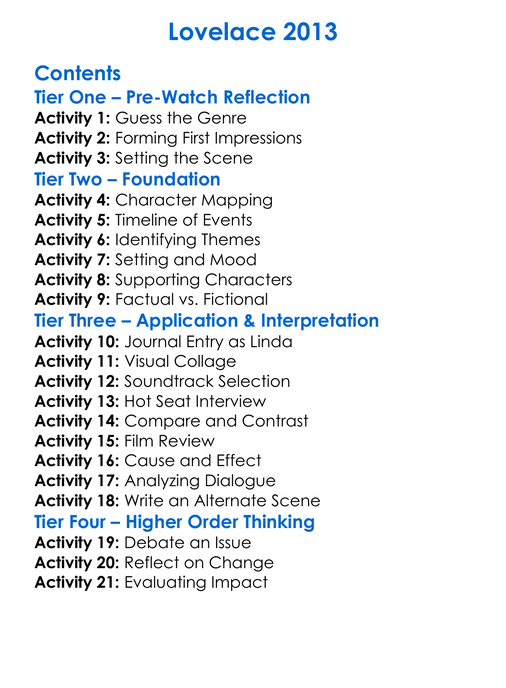 Lovelace 2013 Worksheet Activity Booklet