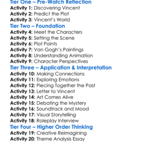 Loving Vincent 2017 Worksheet Activity Booklet