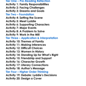 Lyddie Katherine Paterson Worksheet Activity Booklet