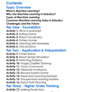 Machine Learning Basics For Robotics Worksheet Activity Booklet