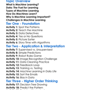 Machine Learning Concepts Worksheet Activity Booklet