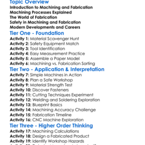 Machining And Fabrication Worksheet Activity Booklet