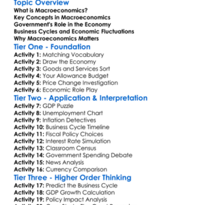 Macroeconomics Worksheet Activity Booklet